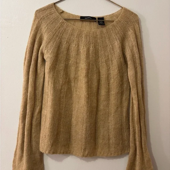 Express Camel Crew Neck Sweater - Picture 2 of 7
